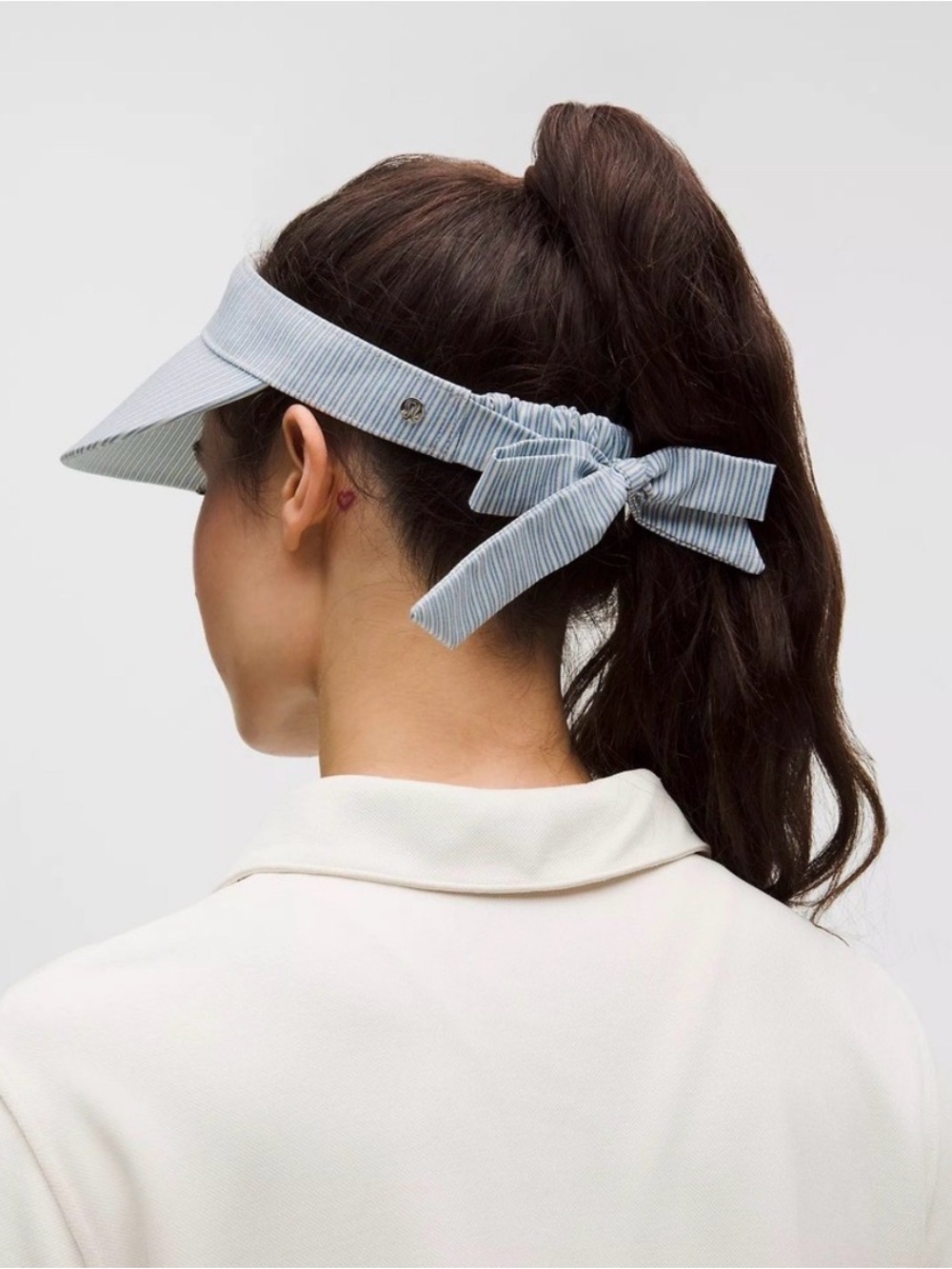 Lulu-Striped Wide Brim Visor-S/M -Inline Stripe Coconut IvoryHeathered Prep Blue
